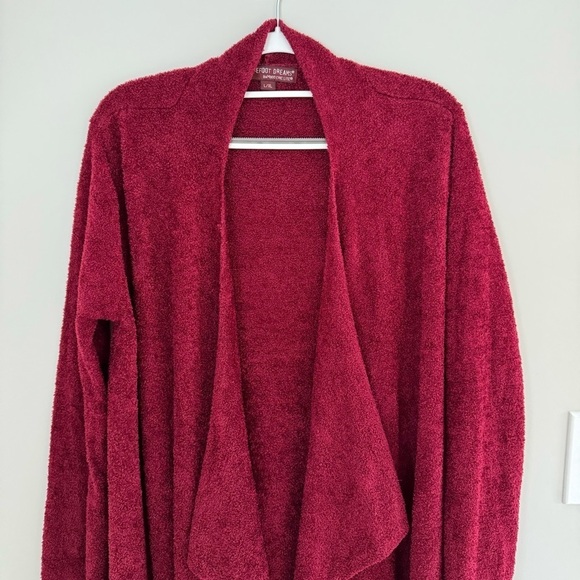 Barefoot Dreams Bamboo Chic Lite Calypso Open Front Cardigan Burgundy L / XL - Picture 7 of 13